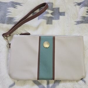 Stone & Co Cream and Green Clutch Wristlet